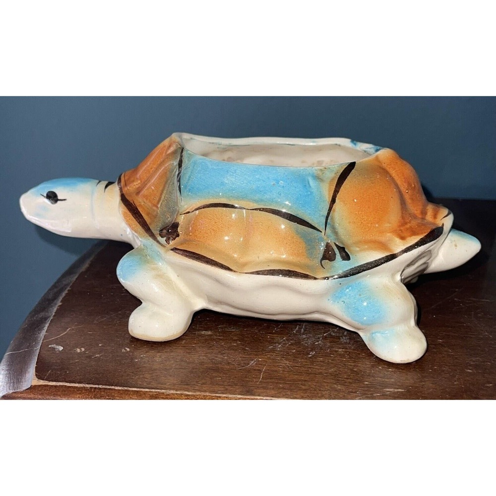 Southwestern Native American Ceramic Turtle Planter 9” Nose To Tail x‎ 5” Wide